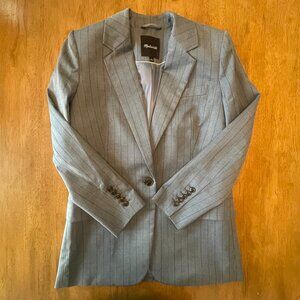 Alexa Chung for Madewell Pinstripe Blazer, Gray, Size 2